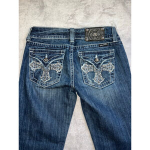 Miss Me Blue Boot Cut Jeans CROSS POCKETS MCBLING Size 29
